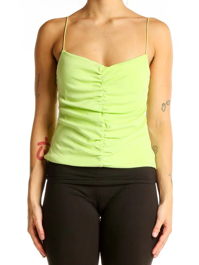 Zara Lime Green Ruched Spaghetti Strap Cami